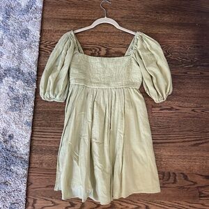 Abercrombie & Fitch Green Puff Sleeve Mini Dress- Size S
